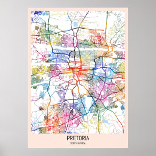 Poster Mapa da Cidade da África do Sul em Pretória