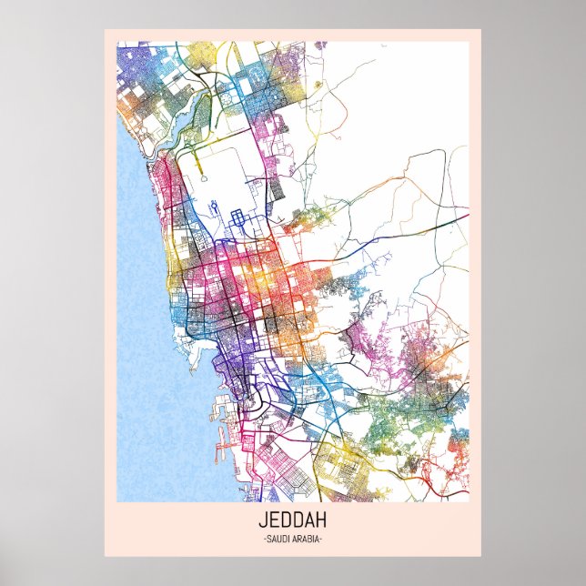 Poster Mapa da Cidade da Arábia Saudita (Frente)