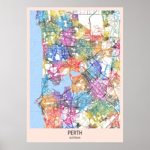 Poster Mapa da Cidade da Austrália Perth