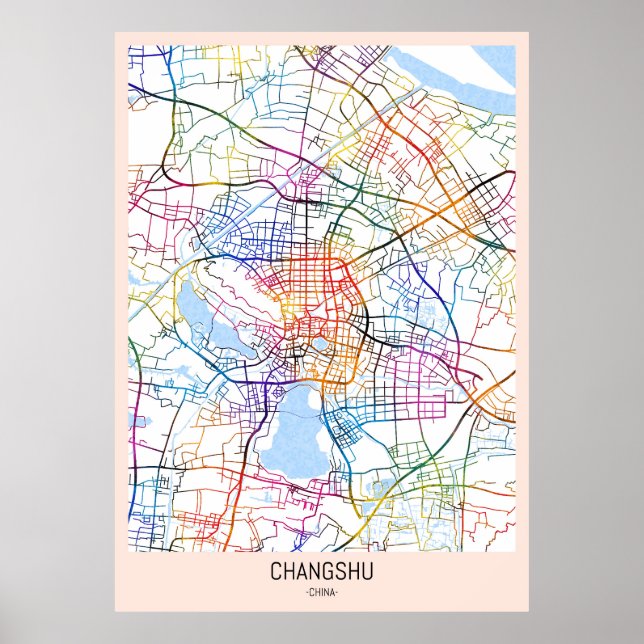 Poster Mapa da Cidade da China em Changshu (Frente)