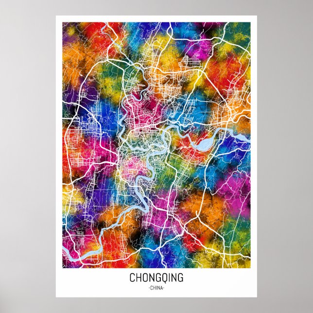 Poster Mapa da Cidade da China em Chongqing (Frente)