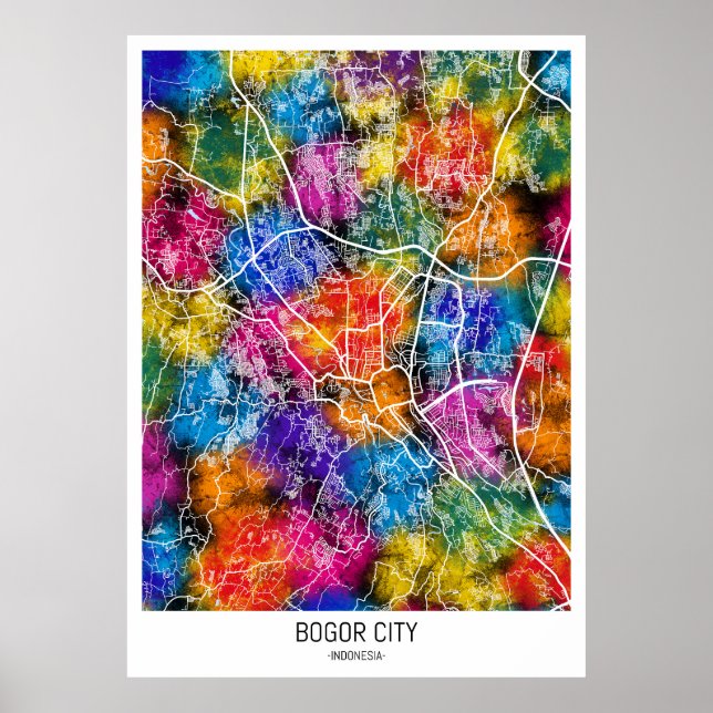Poster Mapa da Cidade da Indonésia em Bogotá (Frente)