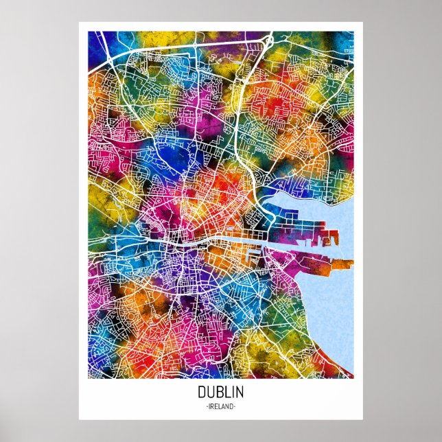 Poster Mapa da Cidade da Irlanda de Dublin (Frente)