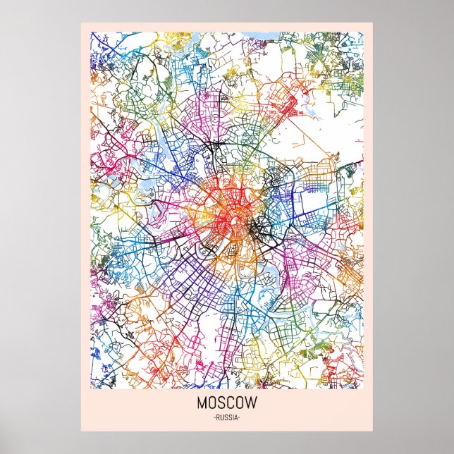 Poster Mapa da Cidade da Rússia em Moscou (Frente)