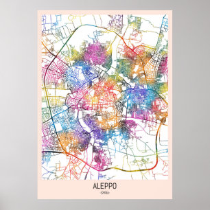 Poster Mapa da Cidade da Síria em Aleppo