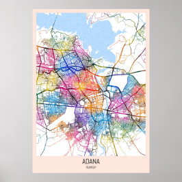 Poster Mapa da Cidade de Adana Türkiye