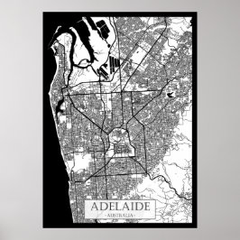 Poster Mapa da Cidade de Adelaide Austrália