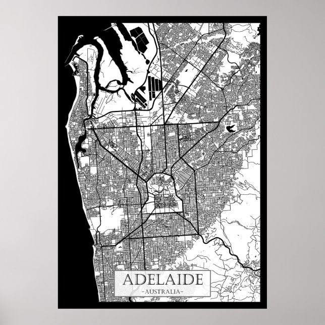 Poster Mapa da Cidade de Adelaide Austrália (Frente)
