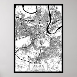 Poster Mapa da Cidade de Agra Uttar Pradesh