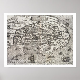 Pôster Mapa da cidade de Alexandria em Egipto, c.1625