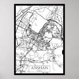 Poster Mapa da Cidade de Anshan China