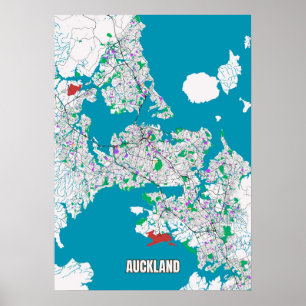 Poster Mapa da Cidade de Auckland, Nova Zelândia