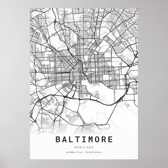 Poster Mapa da cidade de Baltimore (Frente)