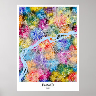 Poster Mapa da cidade de Bamako Mali