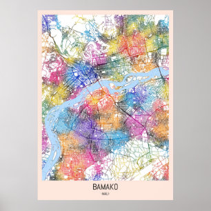 Poster Mapa da cidade de Bamako Mali