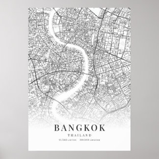 Poster Mapa da cidade de Bangkok