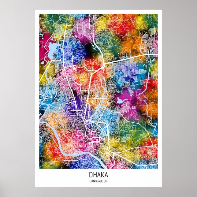 Poster Mapa da cidade de Bangladesh (Frente)