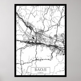 Poster Mapa da Cidade de Baoji, China