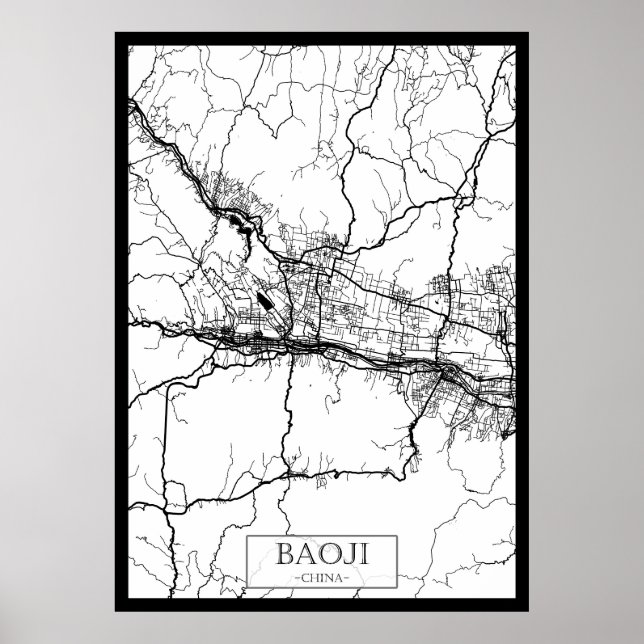 Poster Mapa da Cidade de Baoji, China (Frente)