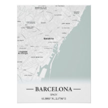 Mapa da cidade de Barcelona, Espanha