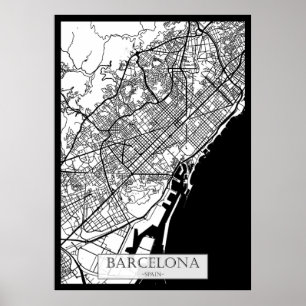 Poster Mapa da Cidade de Barcelona Espanha