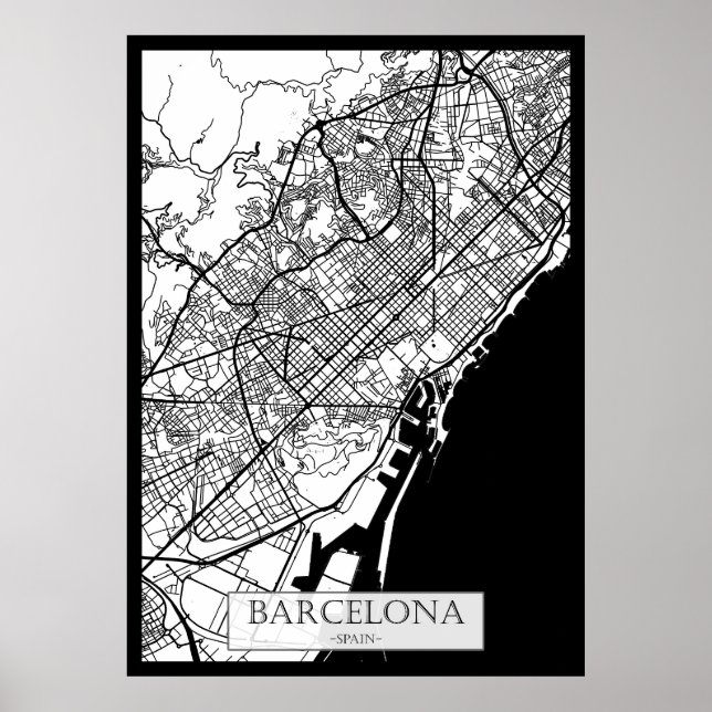 Poster Mapa da Cidade de Barcelona Espanha (Frente)