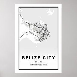 Poster Mapa da Cidade de Belize, Belize, Viagem