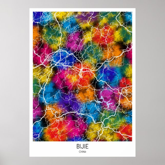 Poster Mapa da cidade de Bijie China (Frente)