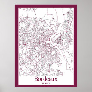 Poster Mapa da Cidade de Bordéus França