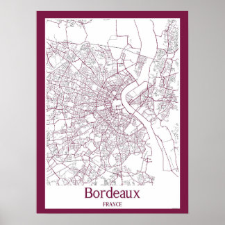 Poster Mapa da Cidade de Bordéus França