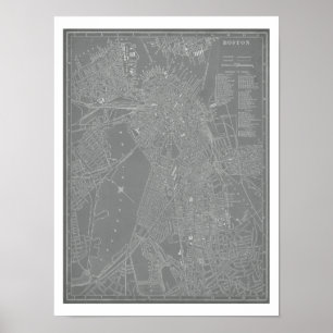 Pôster Mapa da cidade de Boston