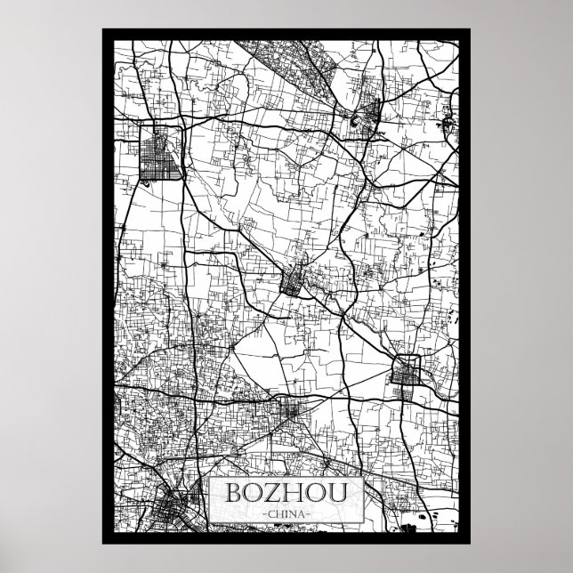 Poster Mapa da Cidade de Bozhou China (Frente)