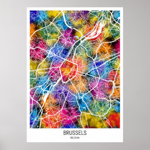 Poster Mapa da Cidade de Bruxelas Bélgica