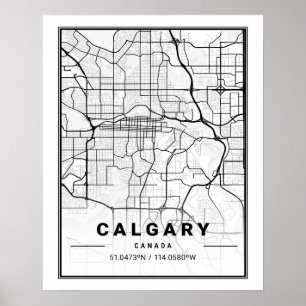 Poster Mapa da Cidade de Calgary Alberta Canadá Viagens