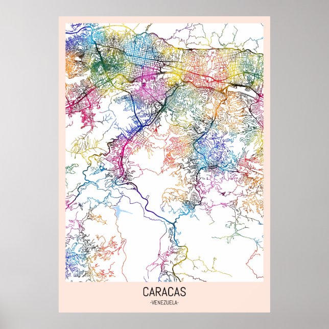 Poster Mapa da Cidade de Caracas Venezuela (Frente)