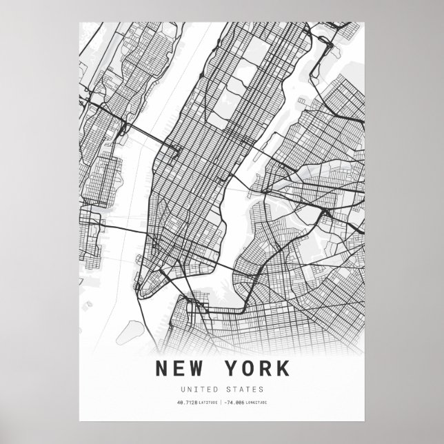 Poster Mapa da cidade de cartografia de Nova York (Frente)