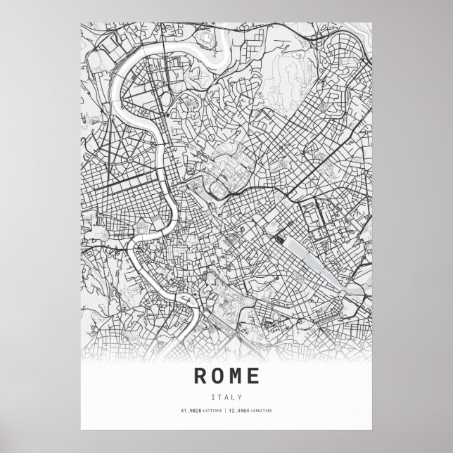 Poster Mapa da cidade de cartografia de Roma (Frente)
