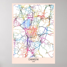 Poster Mapa da Cidade de Changzhi China