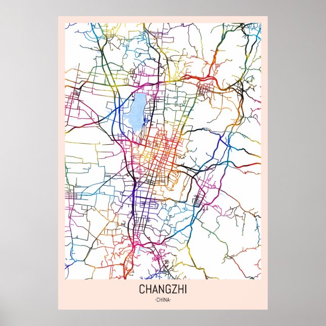 Poster Mapa da Cidade de Changzhi China (Frente)