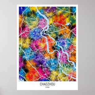 Poster Mapa da Cidade de Chaozhou China