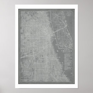 Pôster Mapa da cidade de Chicago