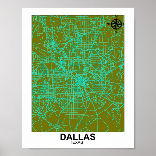 Poster Mapa da Cidade de Dallas (Frente)