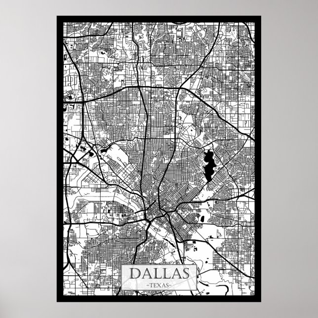 Poster Mapa da Cidade de Dallas EUA (Frente)