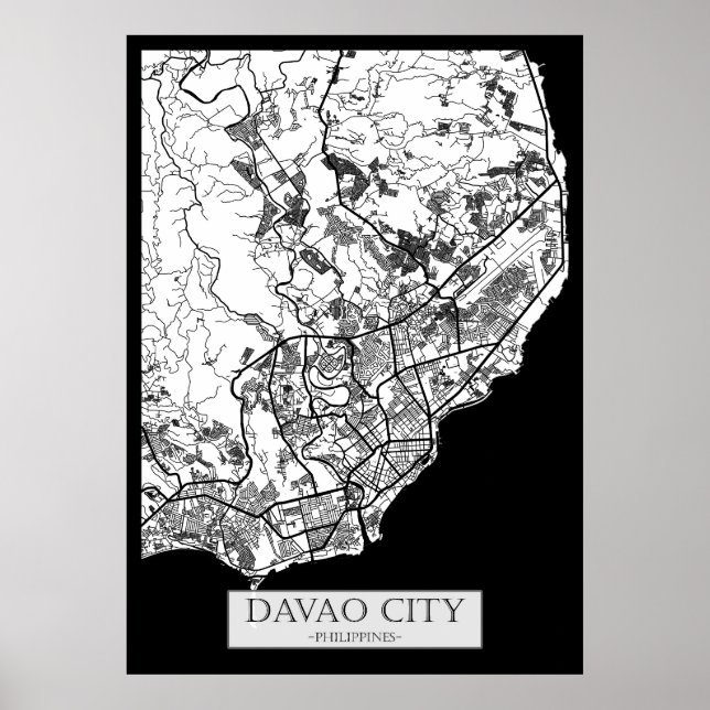 Poster Mapa da Cidade de Davao Filipinas (Frente)