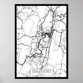 Poster Mapa da Cidade de Dazhou China
