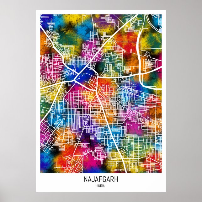 Poster Mapa da cidade de Delhi Najafgarh (Frente)