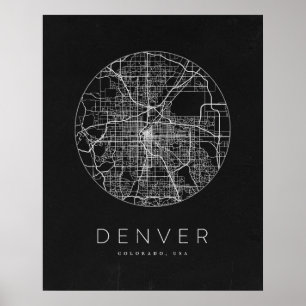 Poster Mapa da cidade de Denver minimalista