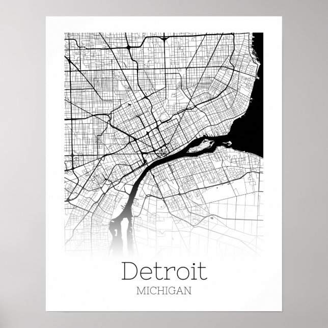 Poster Mapa da Cidade de Detroit (Frente)