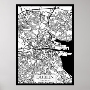 Poster Mapa da Cidade de Dublin Irlanda