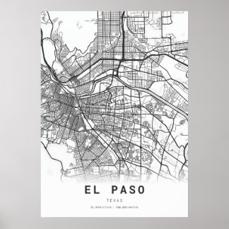 Poster Mapa da cidade de El Paso